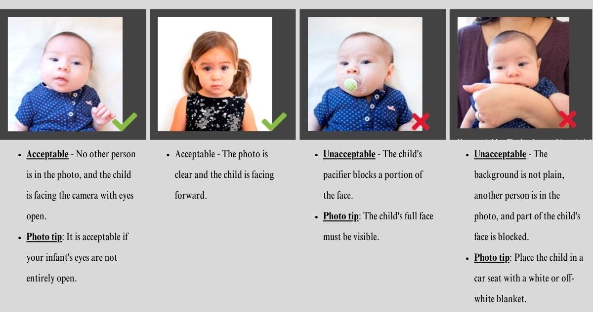US visa photo specification for child