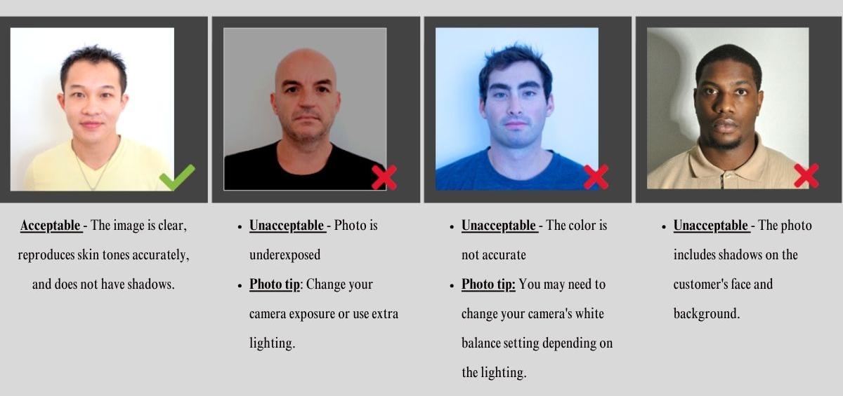 Us visa photo requirements in shadows and light