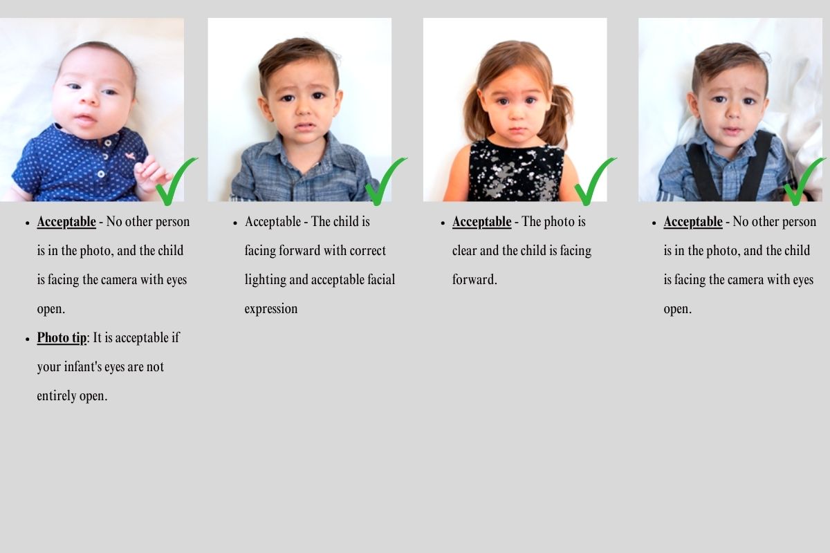 Us children passport photo requirements examples