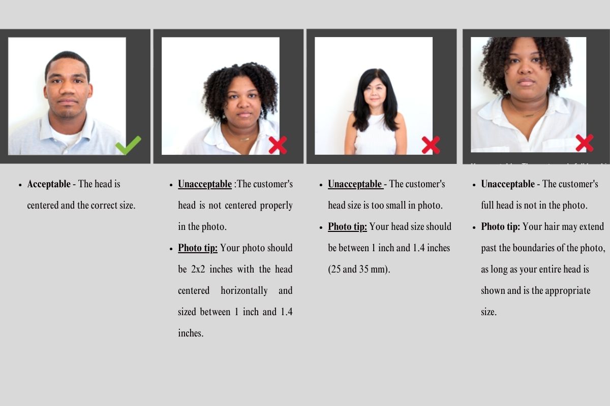 Common mistakes examples of paper passport photo