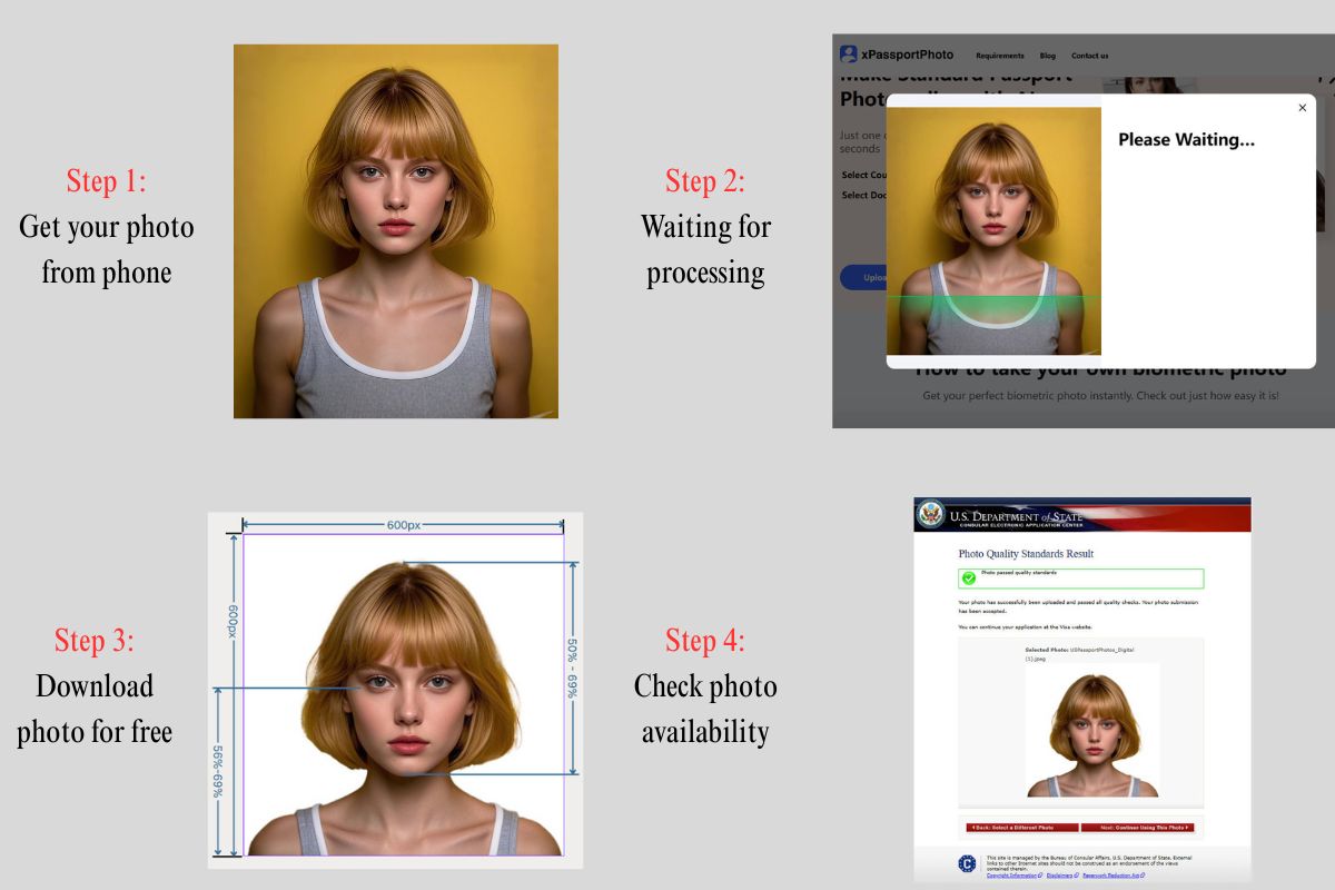 Three steps to make US passport photo online